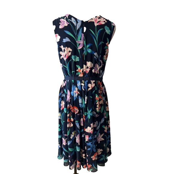 Talbots  Dress Blue Green 12 Multi A Line Washable Career Church Summer Washable - Picture 2 of 8